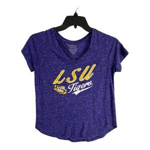 LSU Womens Shirt Activewear Size Small Tee V Neck Tigers Short Sleeve Stretch